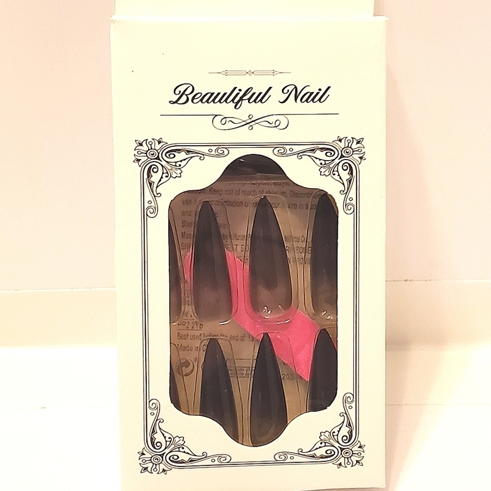 Press On Nails Stilleto Smoke Black Smoke Gray